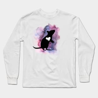 Rat with Heart Watercolor Long Sleeve T-Shirt